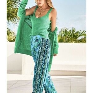 2 Piece Lilly Pulitzer Leonette Sweater Tank Set XS Cardigan Botanical Green